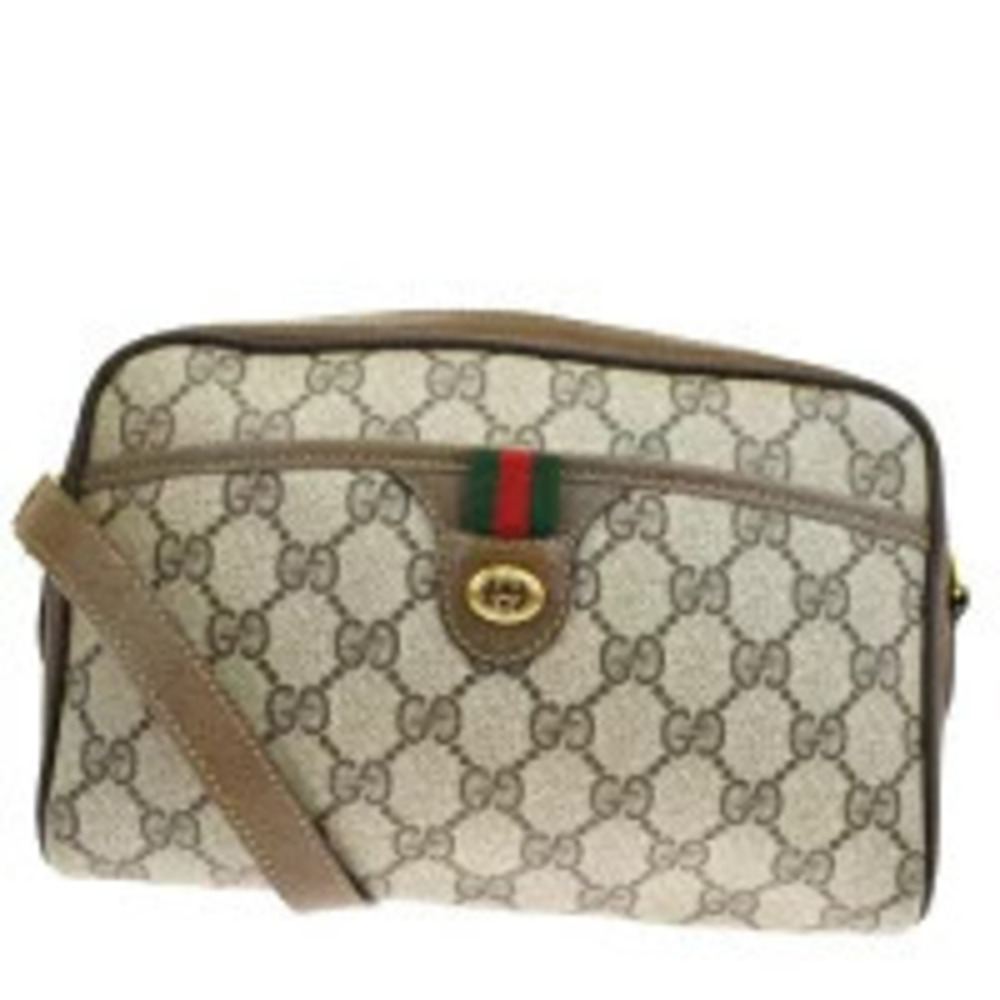 Gucci Sherry Shoulder Bag Interlocking GG Brown Green Red Leather